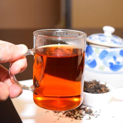 Featuring English Breakfast Tea in mini glass tea cup. T7 TEA English unlike traditional english breakfast is less bitter & smoky. Love it!