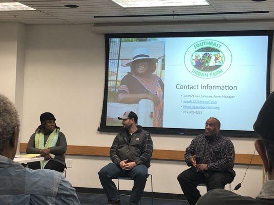 OEFFA Heartland Beginning Farmers Cohort 2023, alumni farmers (2021, 20218, and 2018) panel speaking.