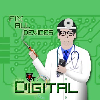 Dr. Digital Fix All Devices logo and mascot