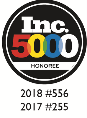 Inc 5000 2018 = #556 and 2017 = 255