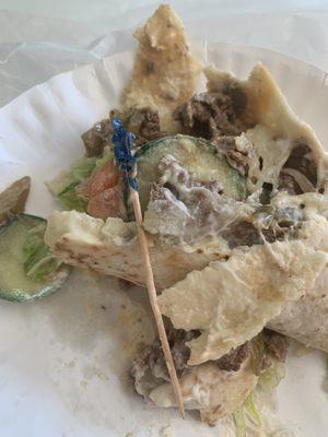 Steak and cheese in Syrian bread