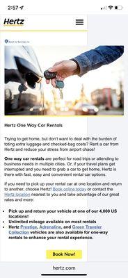 Hertz saying "one way" rentals my a$$