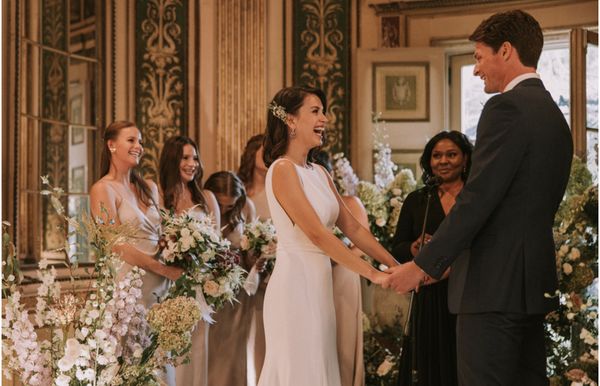 Sprinkling a bit of laughter during a stunning wedding ceremony.