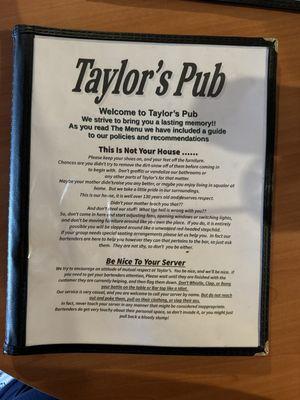 Front of menu.