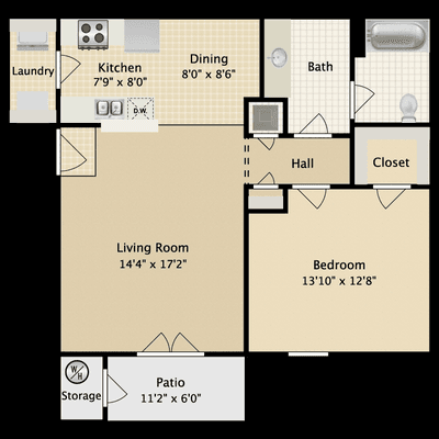 1 Bed - 1 Bath 894 Sq. Ft!