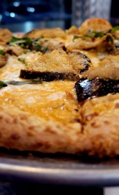 Vodka pizza with Sesame Crust and Eggplant.