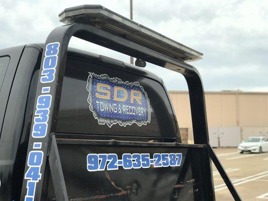 Thank you SDR Towing for coming to us for your spot graphics and window perf! Call for your FAST AND FREE Quote today!