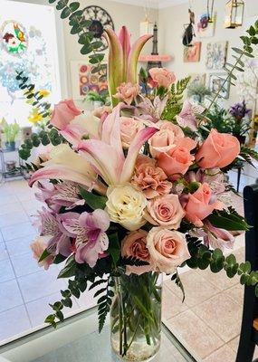 Pink and purple birthday arrangement