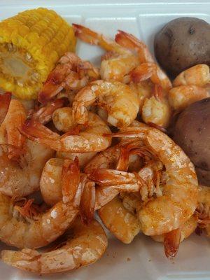 Large Boiled Shrimp Platter with a Corn and Potato