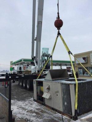 Installation of a roof HVAC unit