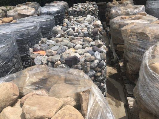 Pallets of river rock