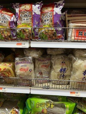 Lots of different types of noodles