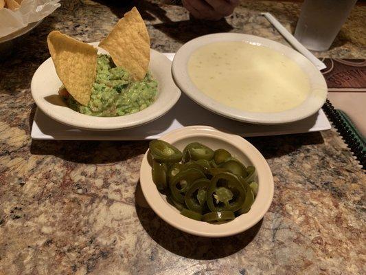 Cheese dip & guacamole