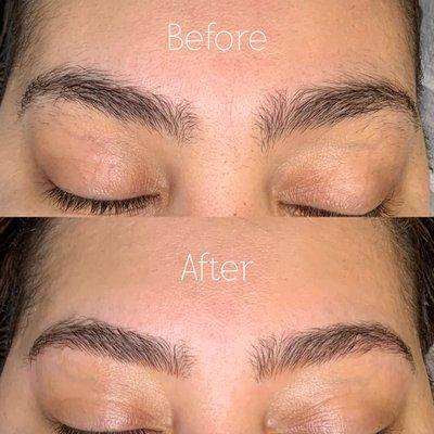 Before and after brow clean up!