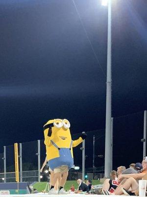 Minion dancing on home team dugout