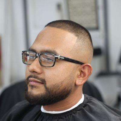 Mens bald fade and beard lineup