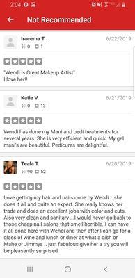 5 star reviews from my regular clientele Yelp has removed