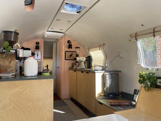 Inside of coffee camper