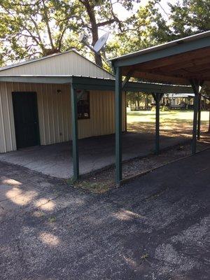 Known for our covered parking at each cabin! Great way to be protected from the elements as you get into your cabin!