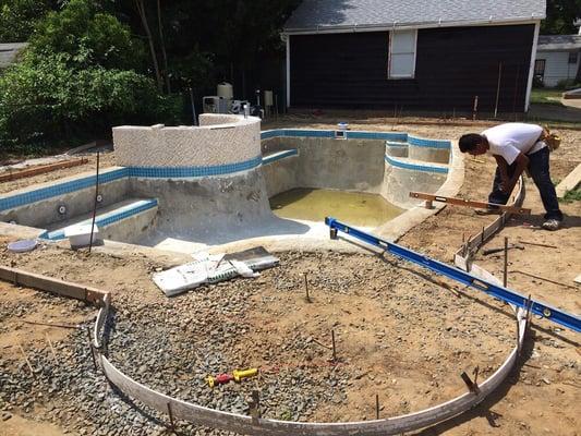 Custom pool deck, getting prepped for concrete