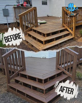 Before and after of a porch THH Services did. www.trustyhandyhelpers.com