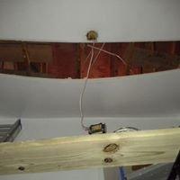 A ceiling ceiling fan falls and pulls the drywall down with it.