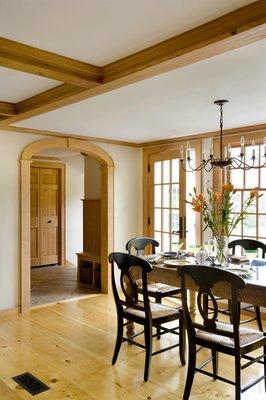 This Sudbury dining room is the picture of colonial simplicity - we added minimal color and oiled the natural trim.