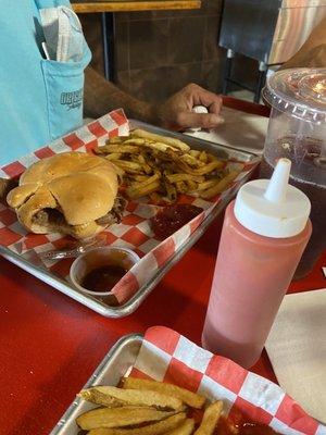 Beef brisket and fries