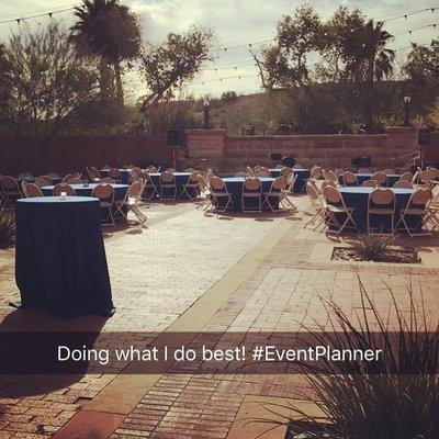 Outside corporate event set-up.