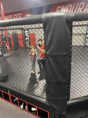 Lucas training with my son