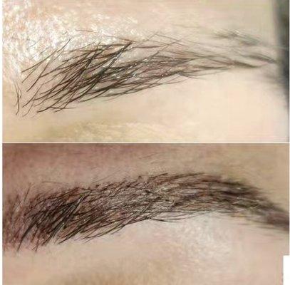 Permanent Eyebrows. Before and immediately after.