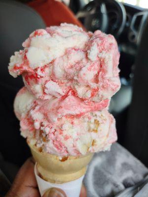 Strawberry Cheesecake Ice Cream... delicious. Very good.