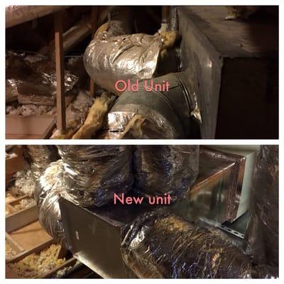 See on the bottom picture how well done are the new units ducts to plenum!