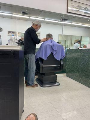 Dad getting hair cut