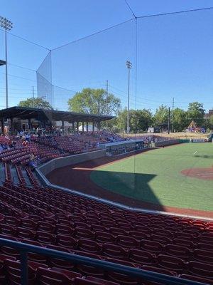 Facing jack rabbits dugout from behind home