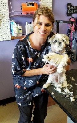 Cherisse did an AWESOME job grooming my 14 year old Shih Tzu, Fionna Apple for the first time!!