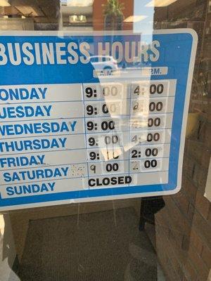 Hours - and they're only open on the first 2 Saturdays of each month (found out the hard way).