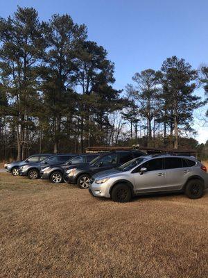 2015 Crosstrek w/ my families cars (all provided by Bob) as well