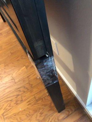 Damaged bed frame