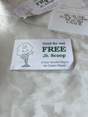 With a purchase you get a scoop of?