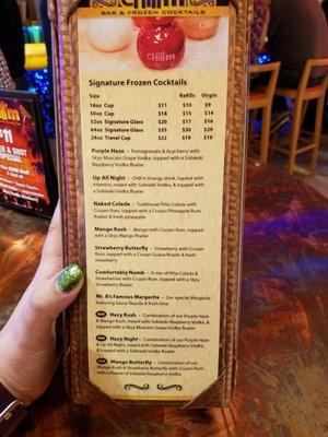 Drink menu