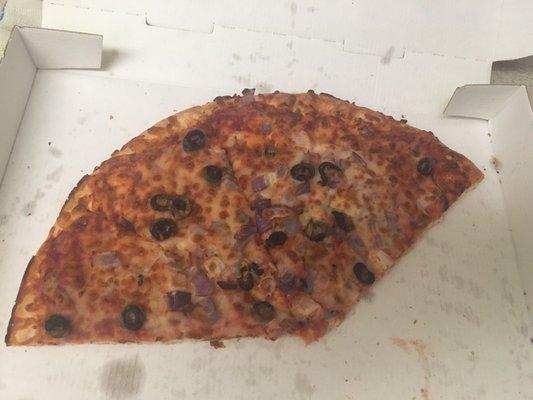 Our nasty pizza they delivered to us from this restaurant. They should be ashamed!