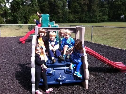 Having a great time in the playground.