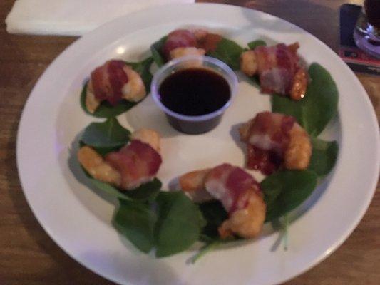 Bacon wrapped shrimp app.