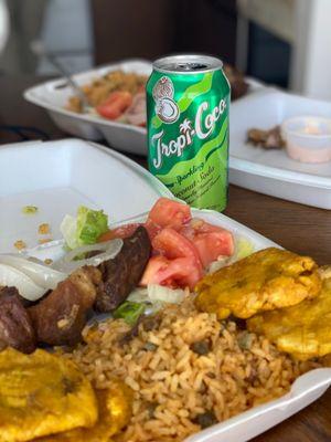 Fried pork plate & Tostones with Tropi-Coco.