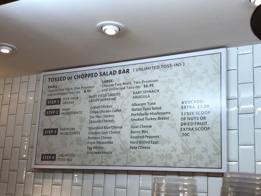 Salad bar menu