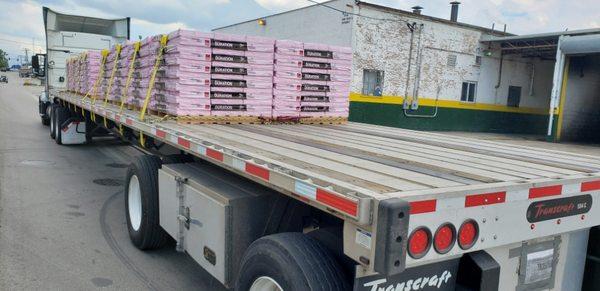 Construction material on a flatbed