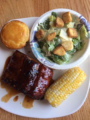 Seahawk Special:  Ribs, Corn Cob, Corn Bread, Caesar Salad $12.00