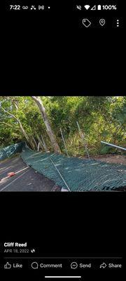 Fence down from limbs and storm.