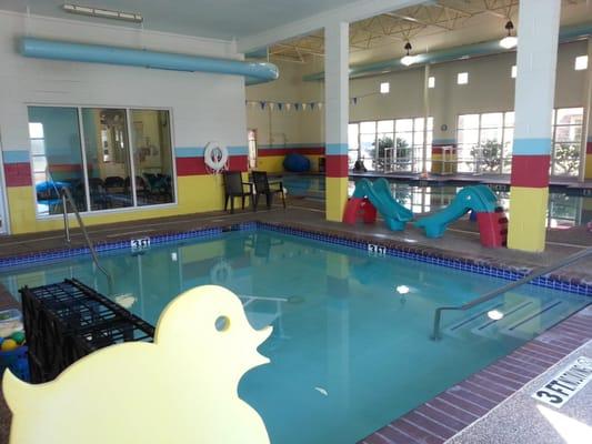 Lessons begin at 6 months of age in mommy-and-me classes in this 15x20 foot pool.